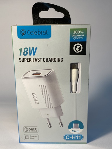 [3653] CARGADOR  CON CABLE USB-MICRO CELEBRAT C-H11